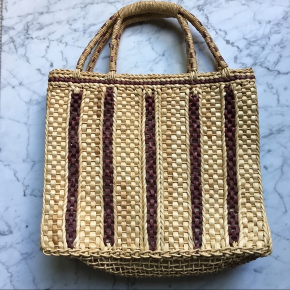 Vintage Handbags - Vintage 60s Italian Woven Straw Tote